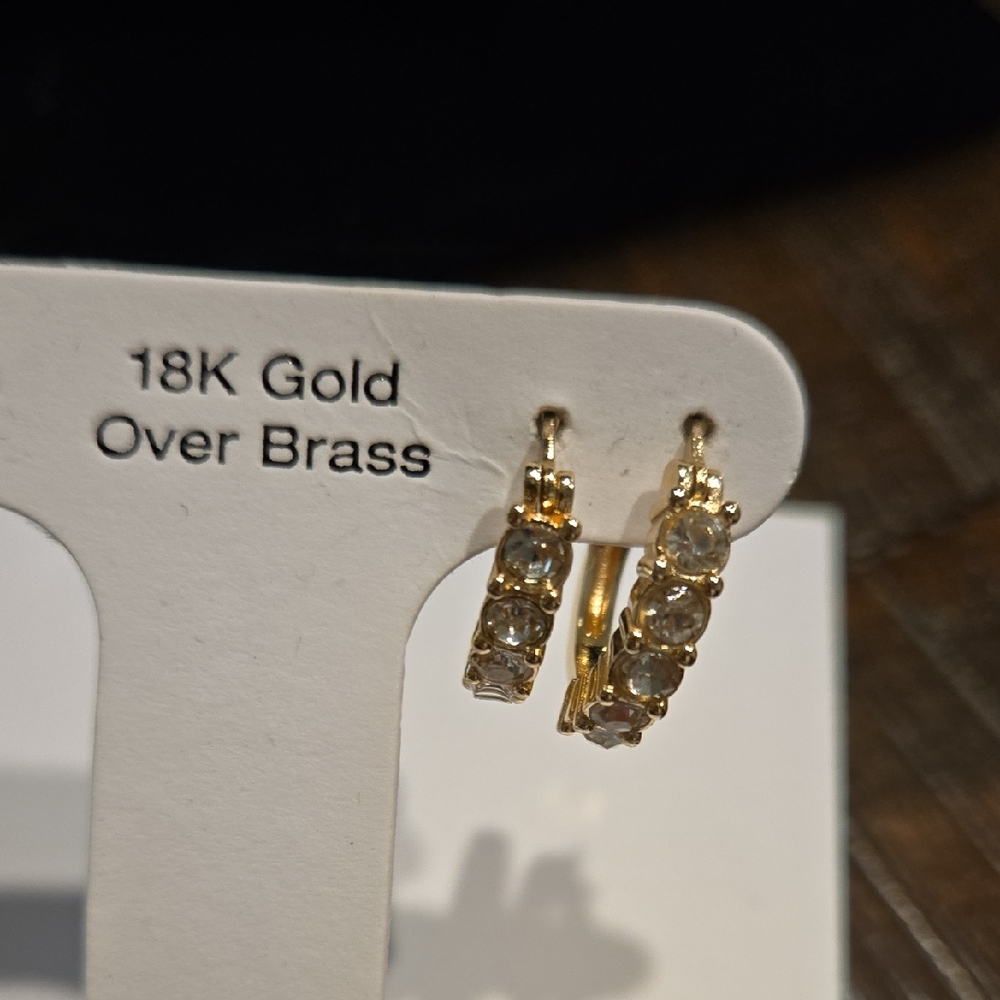 NWOT Elegant 18K Gold Over Brass Hoop Earrings